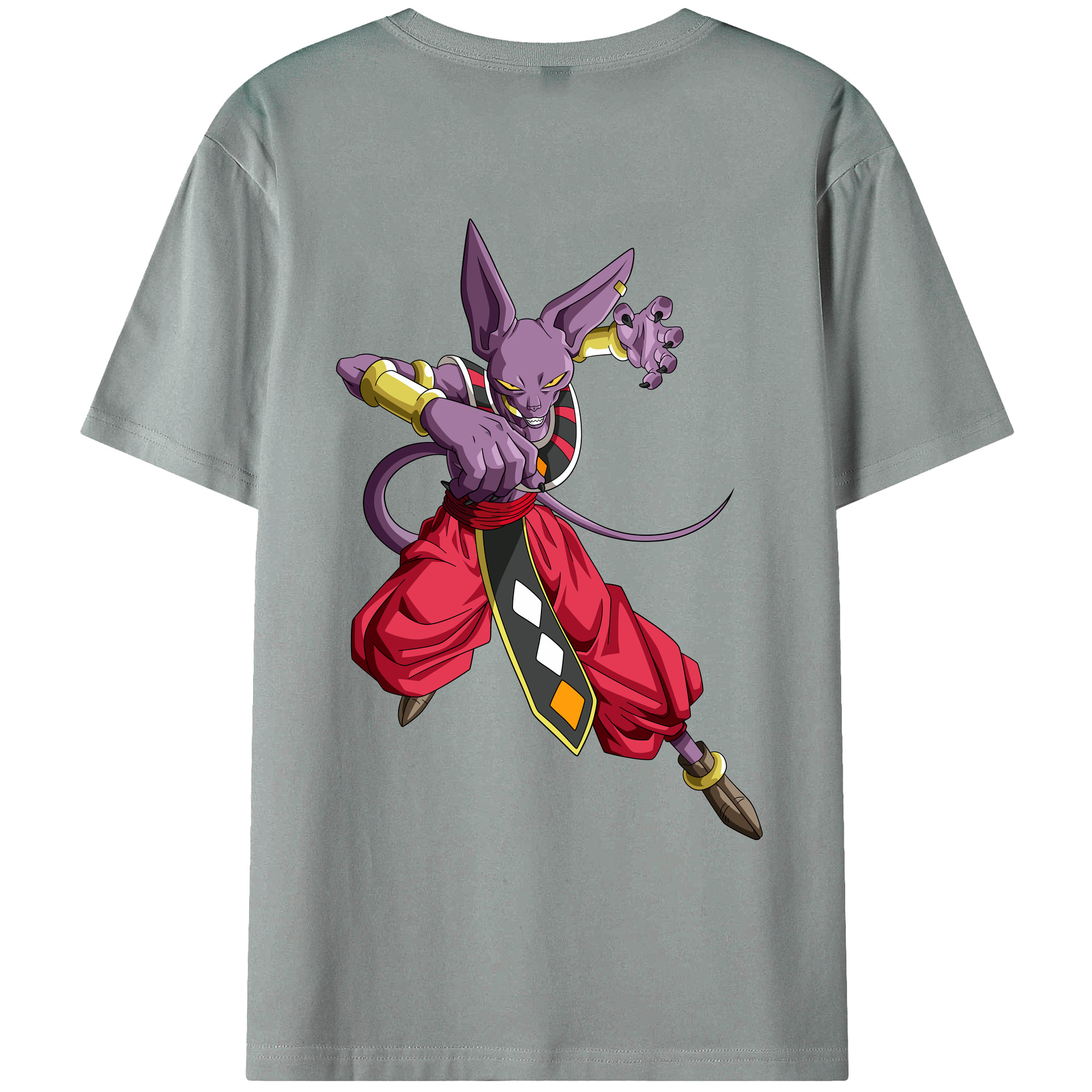 （画像用） ドラゴンボール ビルス 破壊神ビルス DRAGON BALL Beerus Birusu 綿100％ メンズ半袖Tシャツ（バックプリント） 通気性